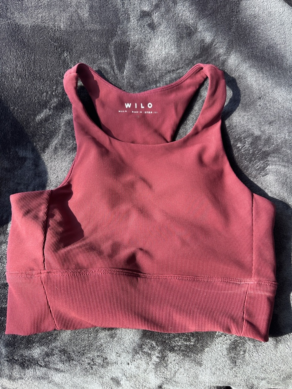 WILO Ribbed High-Neck Sports Bra in Mauve
